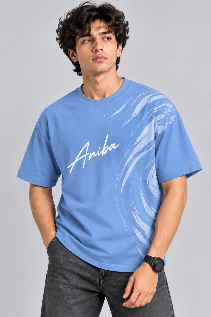 [ANB-SGW-SBL-S] Aniba Signature Wave T-Shirt- Style Blue (S)