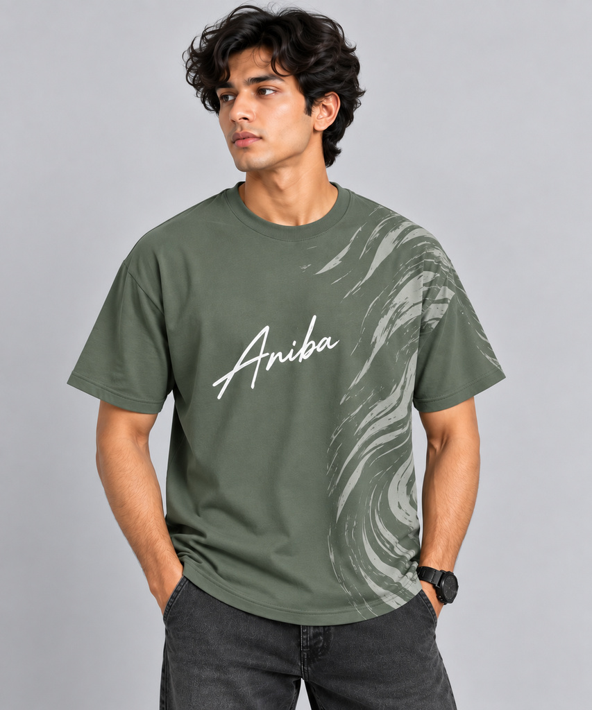 [ANB-SGW-SGRN-S] Aniba Signature Wave T-Shirt – Sage Green (S)